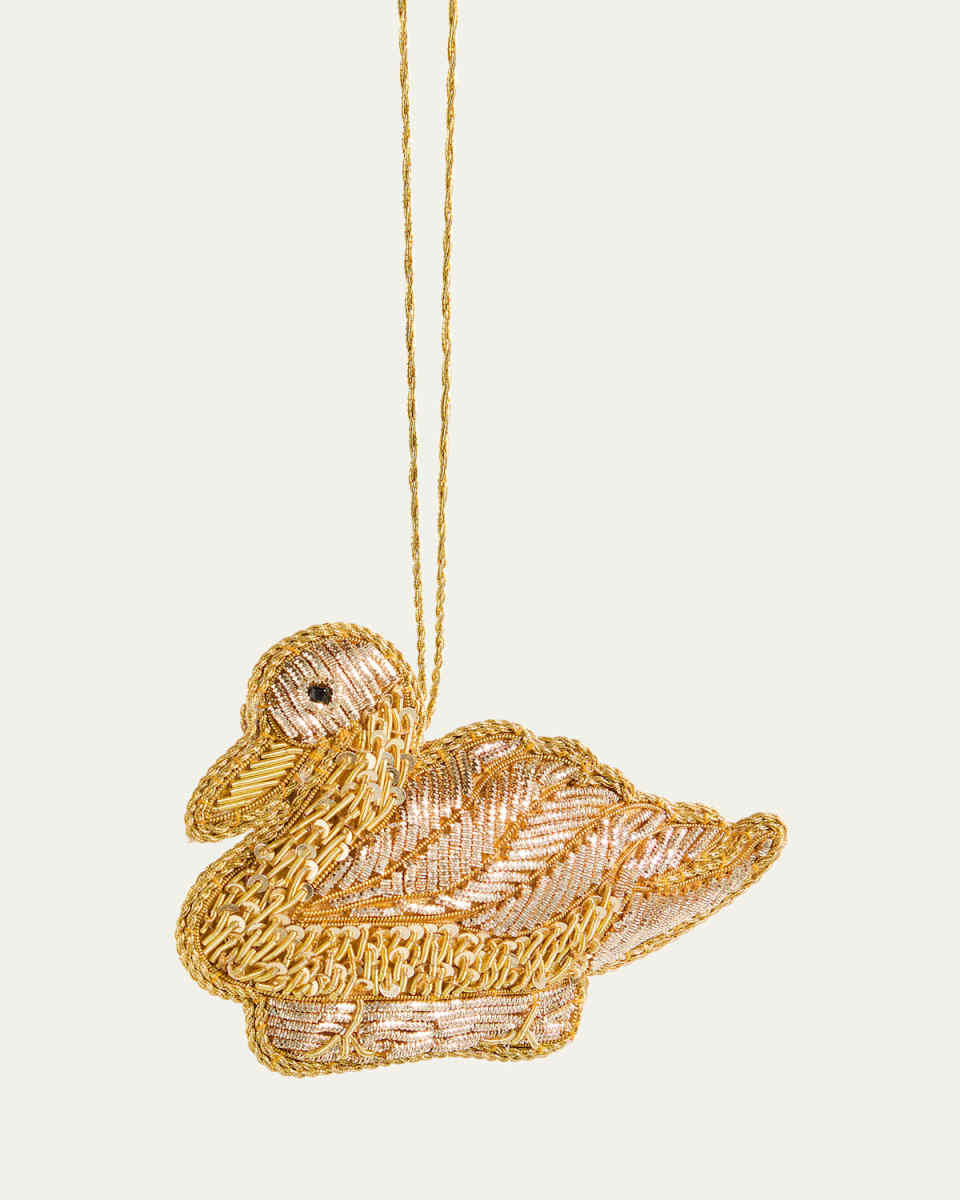 Embroidered Swan Christmas Ornament